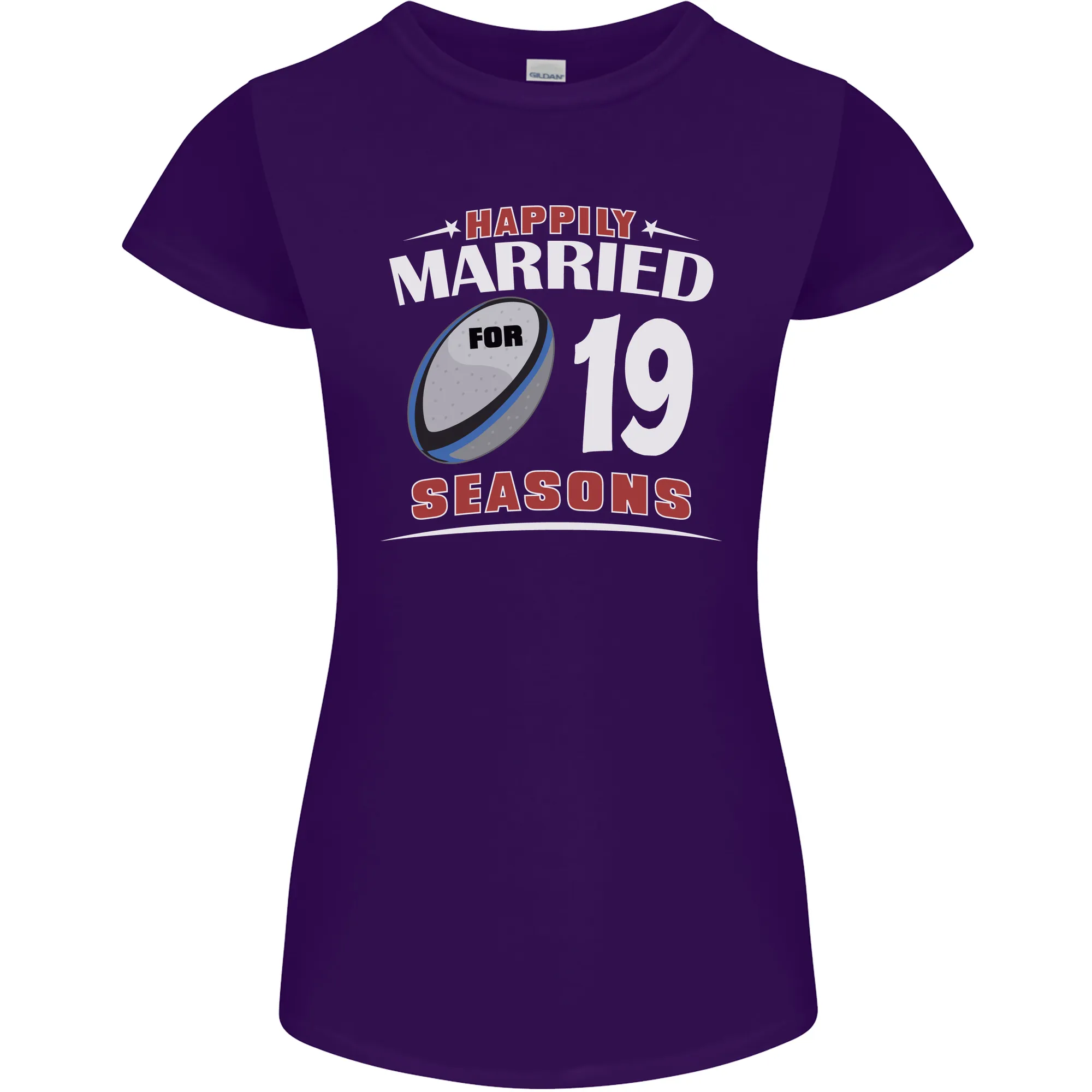 19 Year Wedding Anniversary 19th Rugby Womens Petite Cut T-Shirt