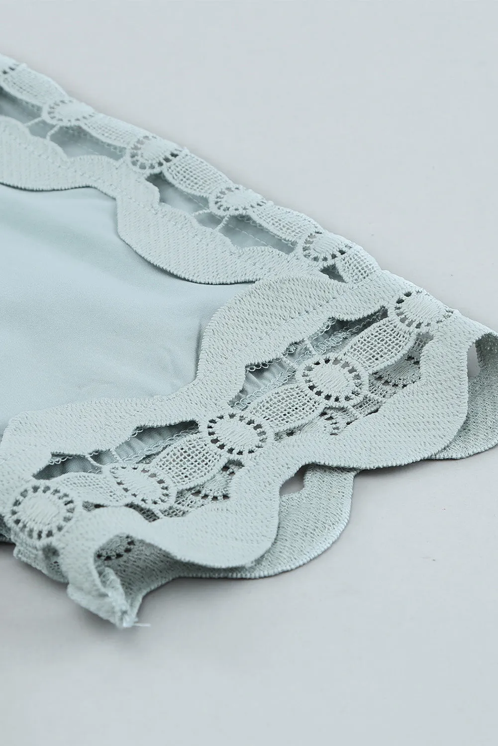 3/4 Sleeve Crochet Trim Hollow-out Blouse