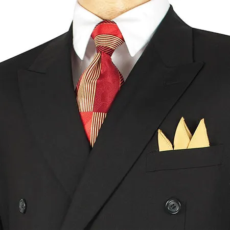 (54L, 56L, 56R) Double Breasted Suit 2 Piece Regular Fit in Black