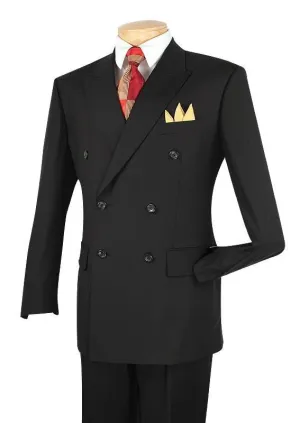 (54L, 56L, 56R) Double Breasted Suit 2 Piece Regular Fit in Black