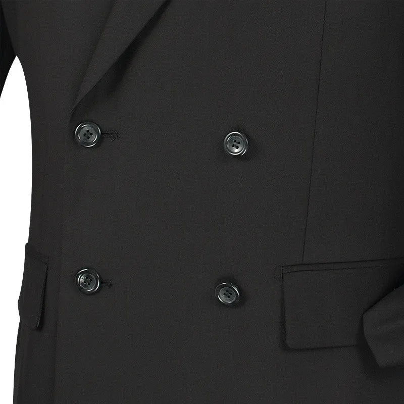 (54L, 56L, 56R) Double Breasted Suit 2 Piece Regular Fit in Black