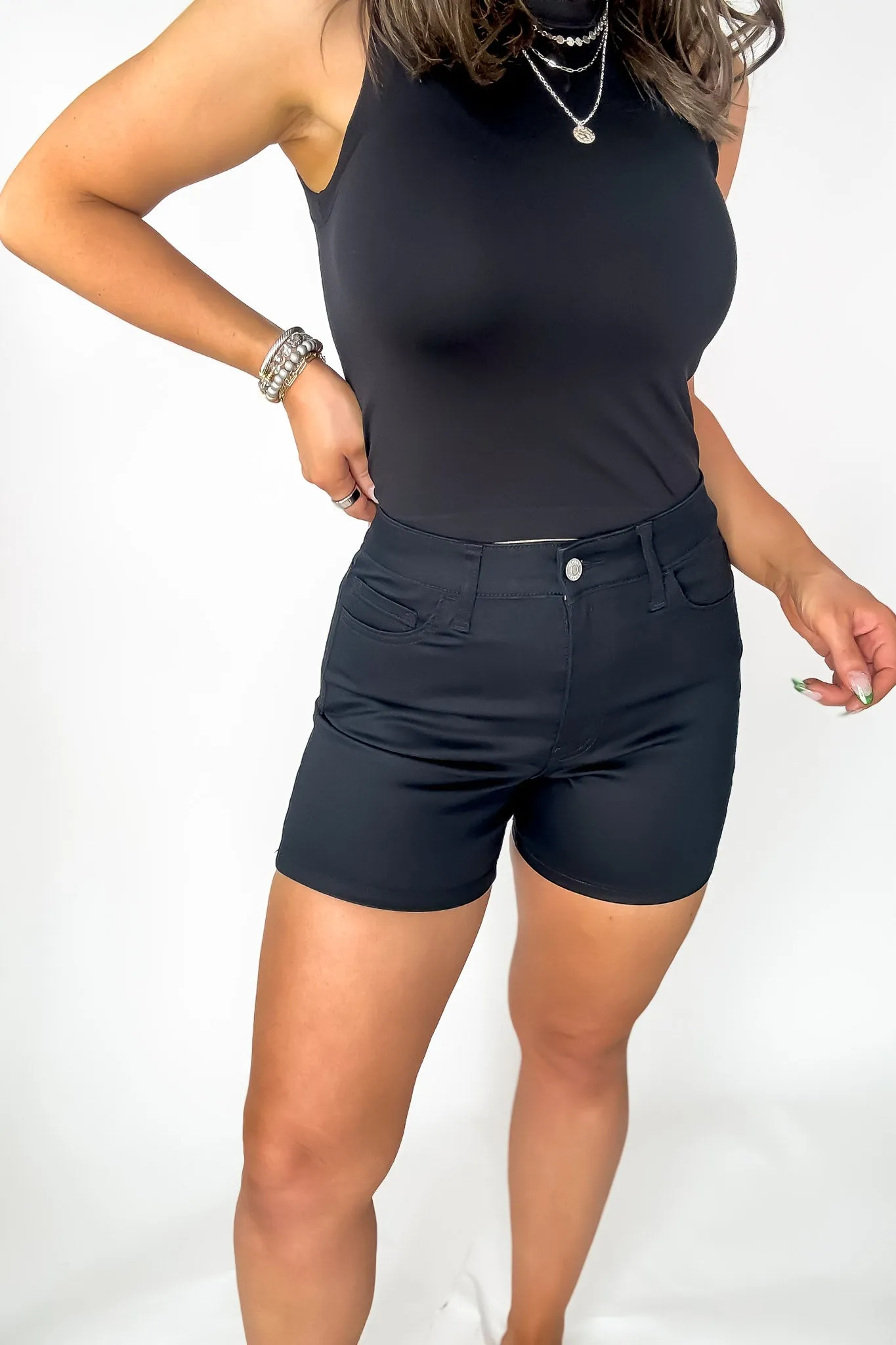 A Sight To See Black High Rise Color Jean Shorts