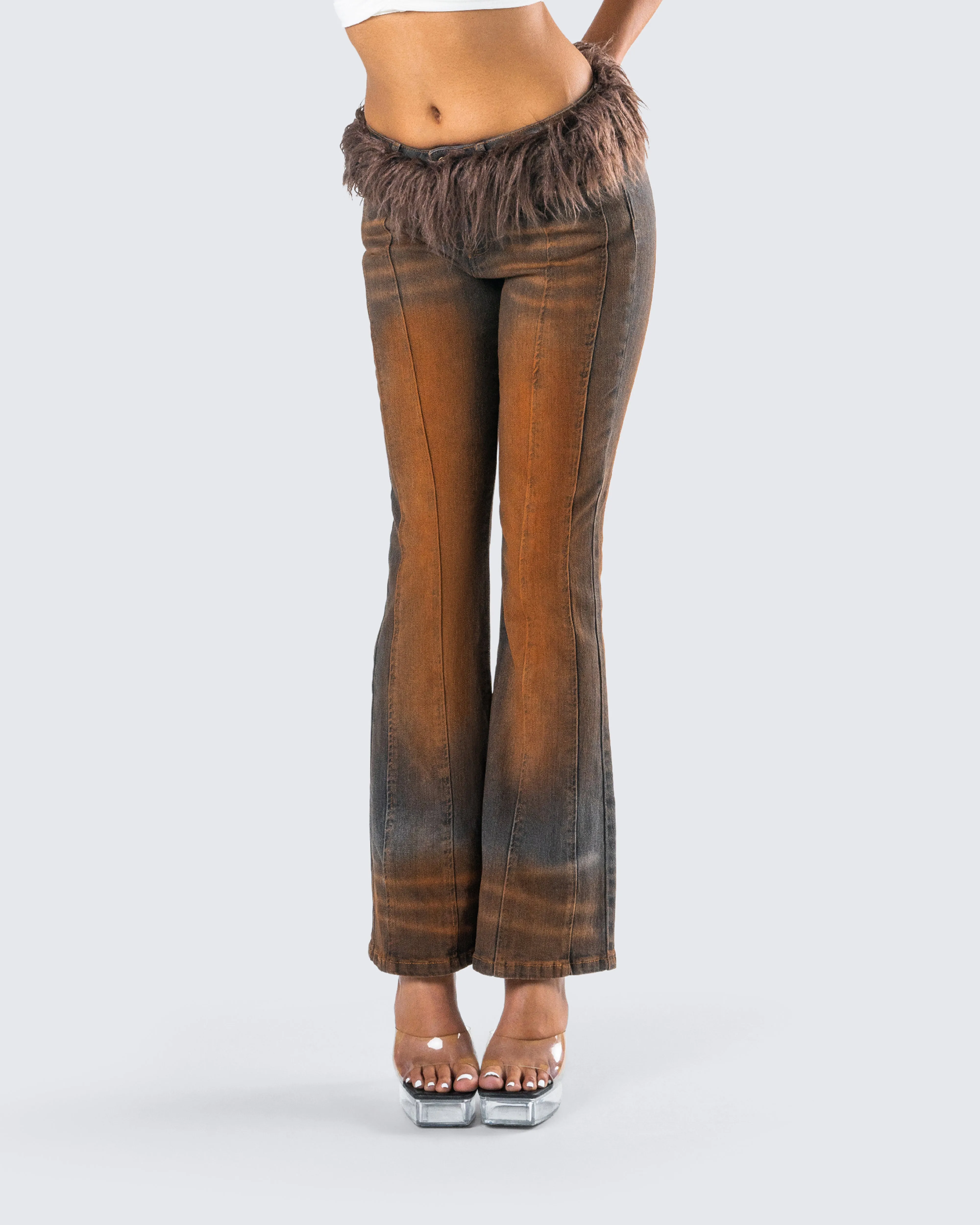 Adie Brown Denim Fur Jean