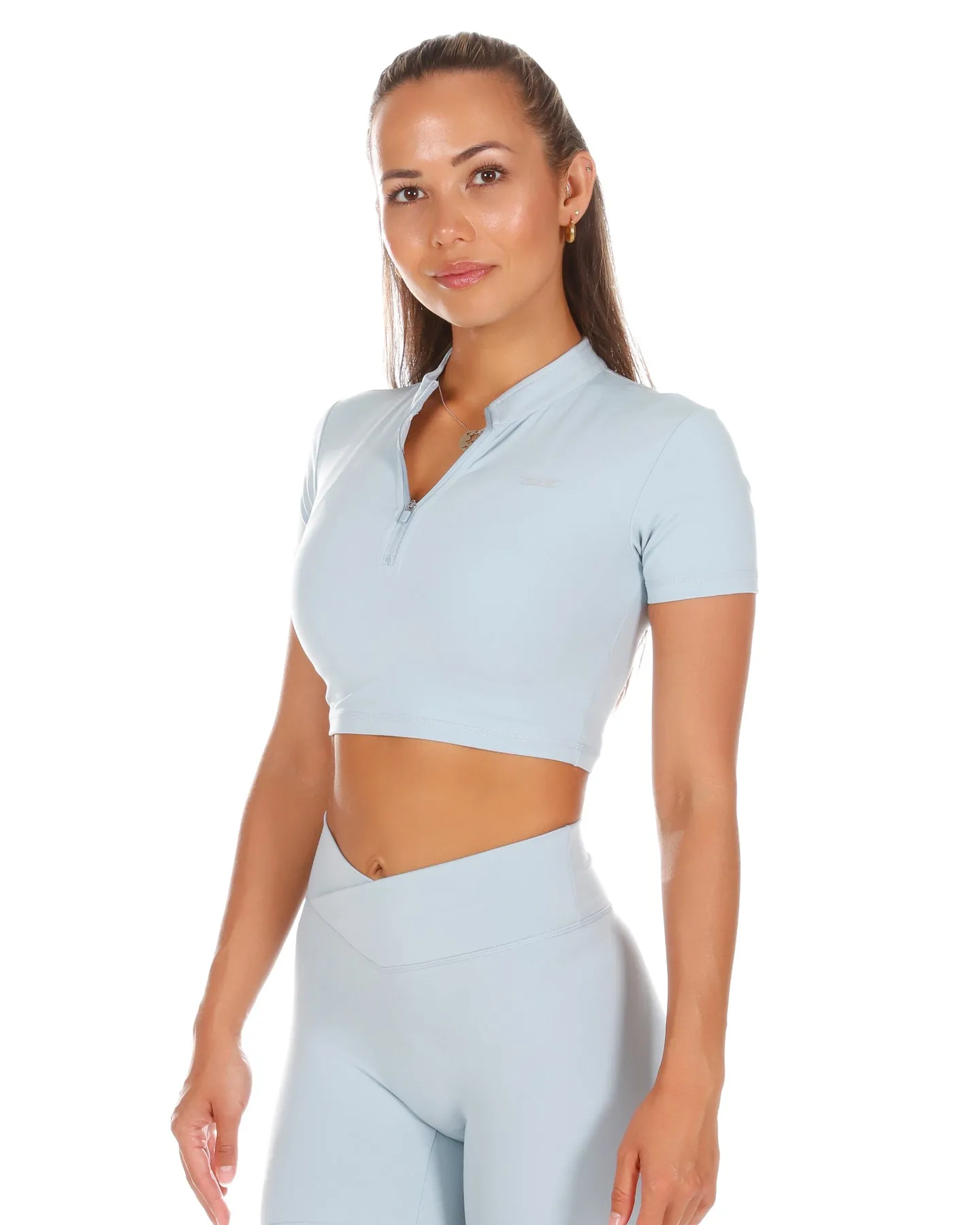 Aura Zip Tee - Light Blue