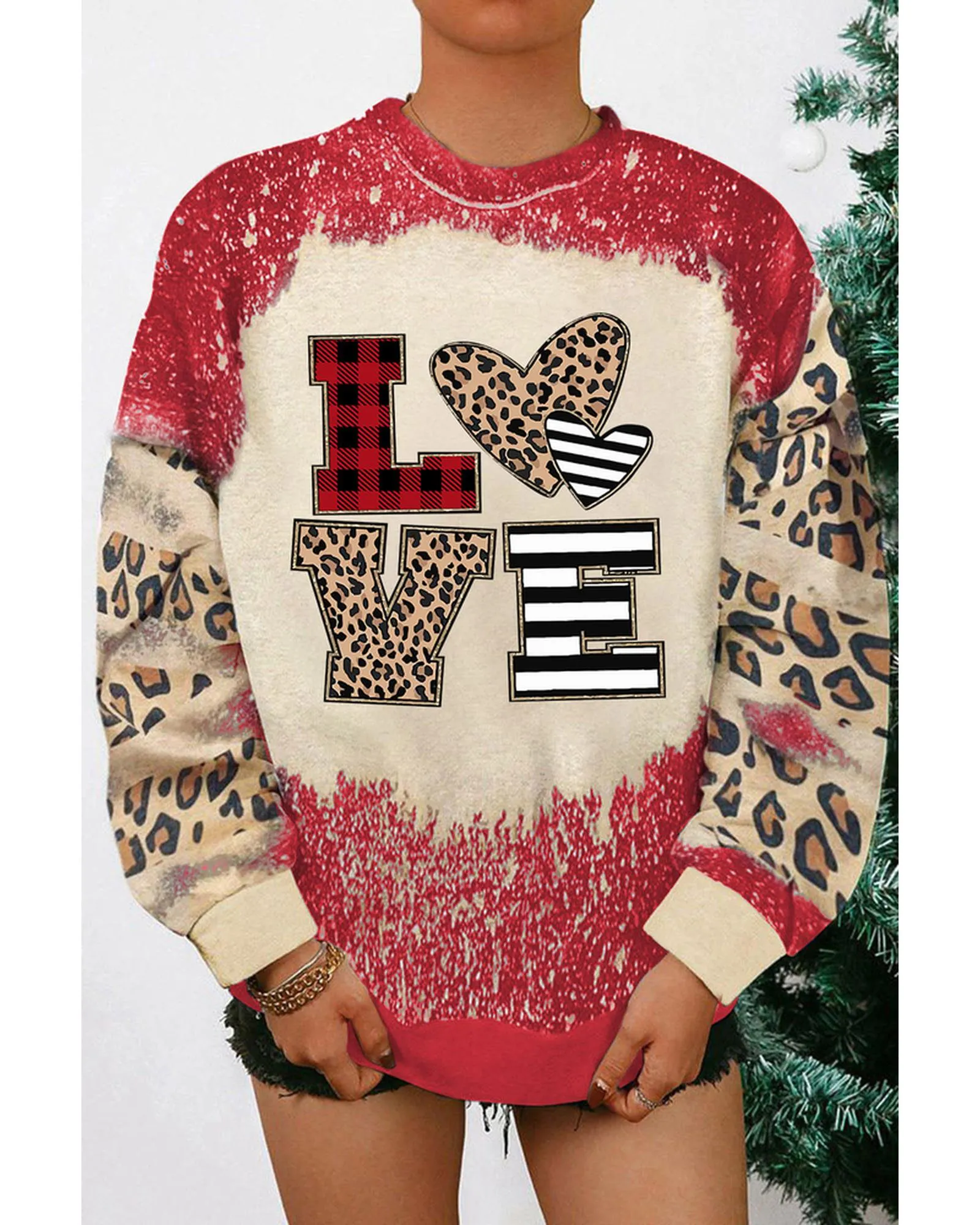 Azura Exchange Leopard LOVE Element Sweatshirt - S