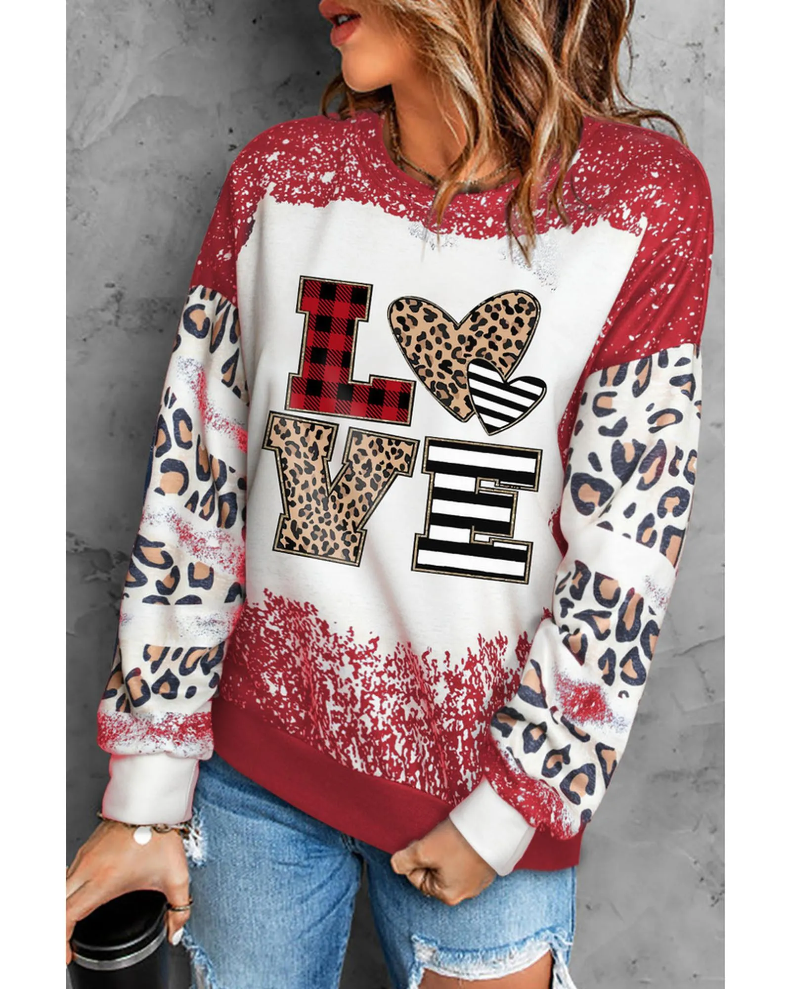 Azura Exchange Leopard LOVE Element Sweatshirt - S