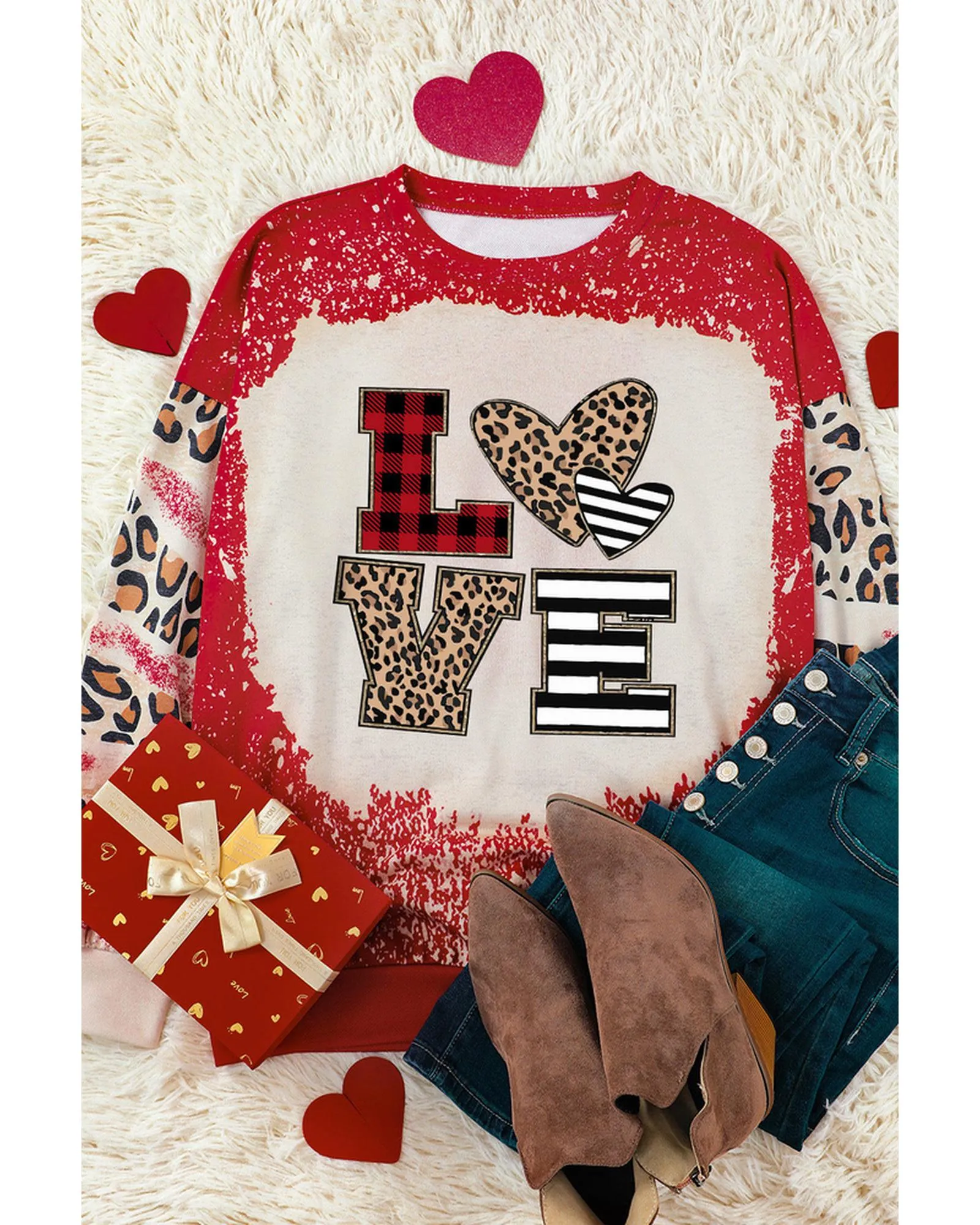 Azura Exchange Leopard LOVE Element Sweatshirt - S