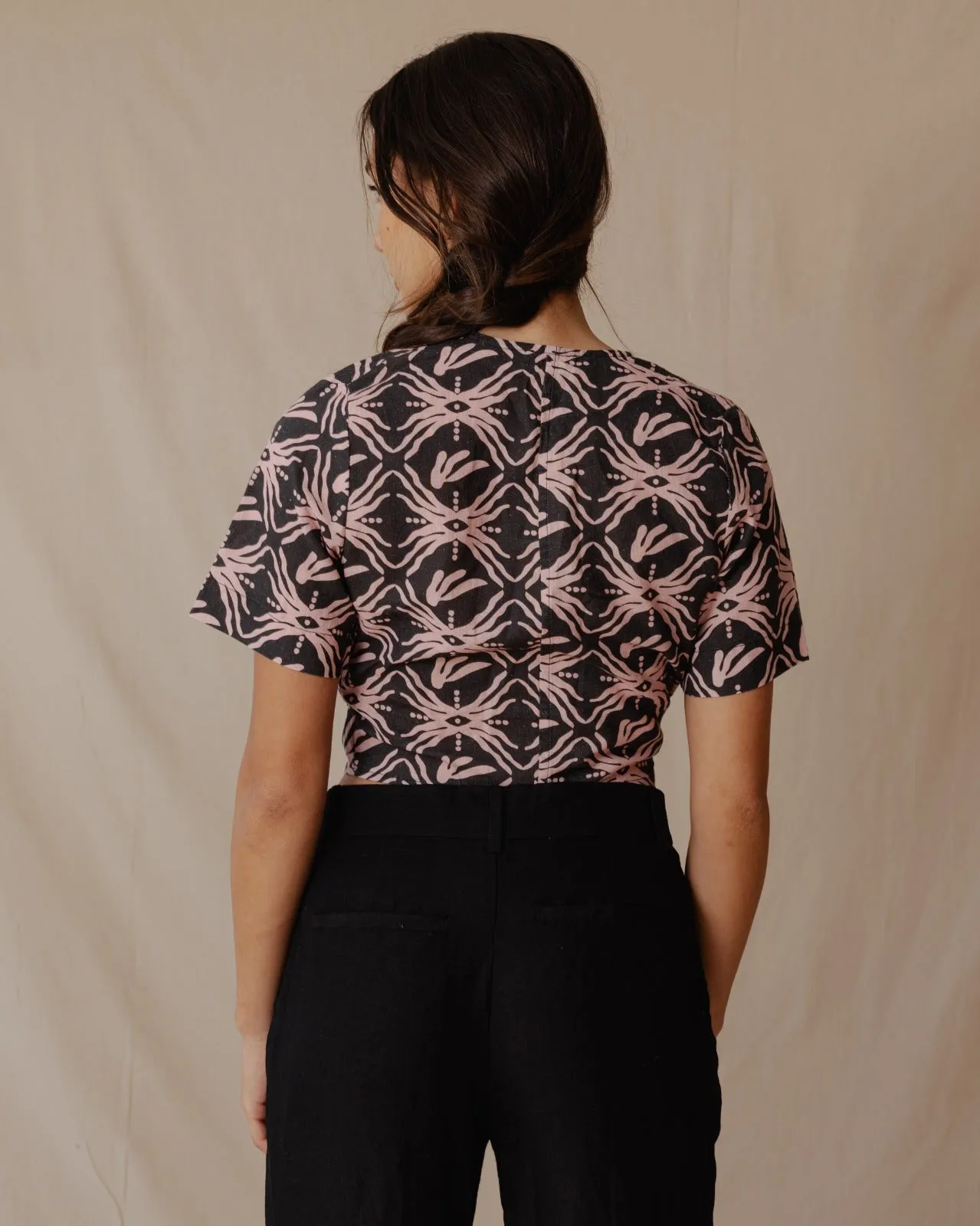 Bali Trip Linen Top Charcoal