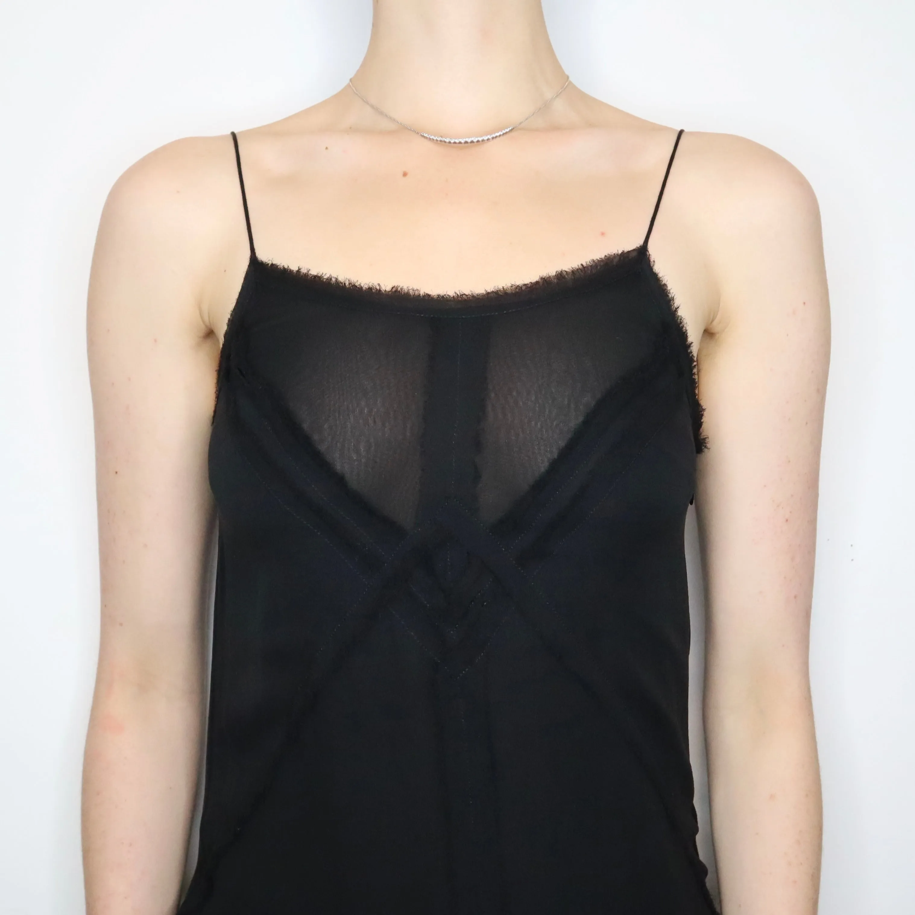 Black Silk Midi Dress (XS)
