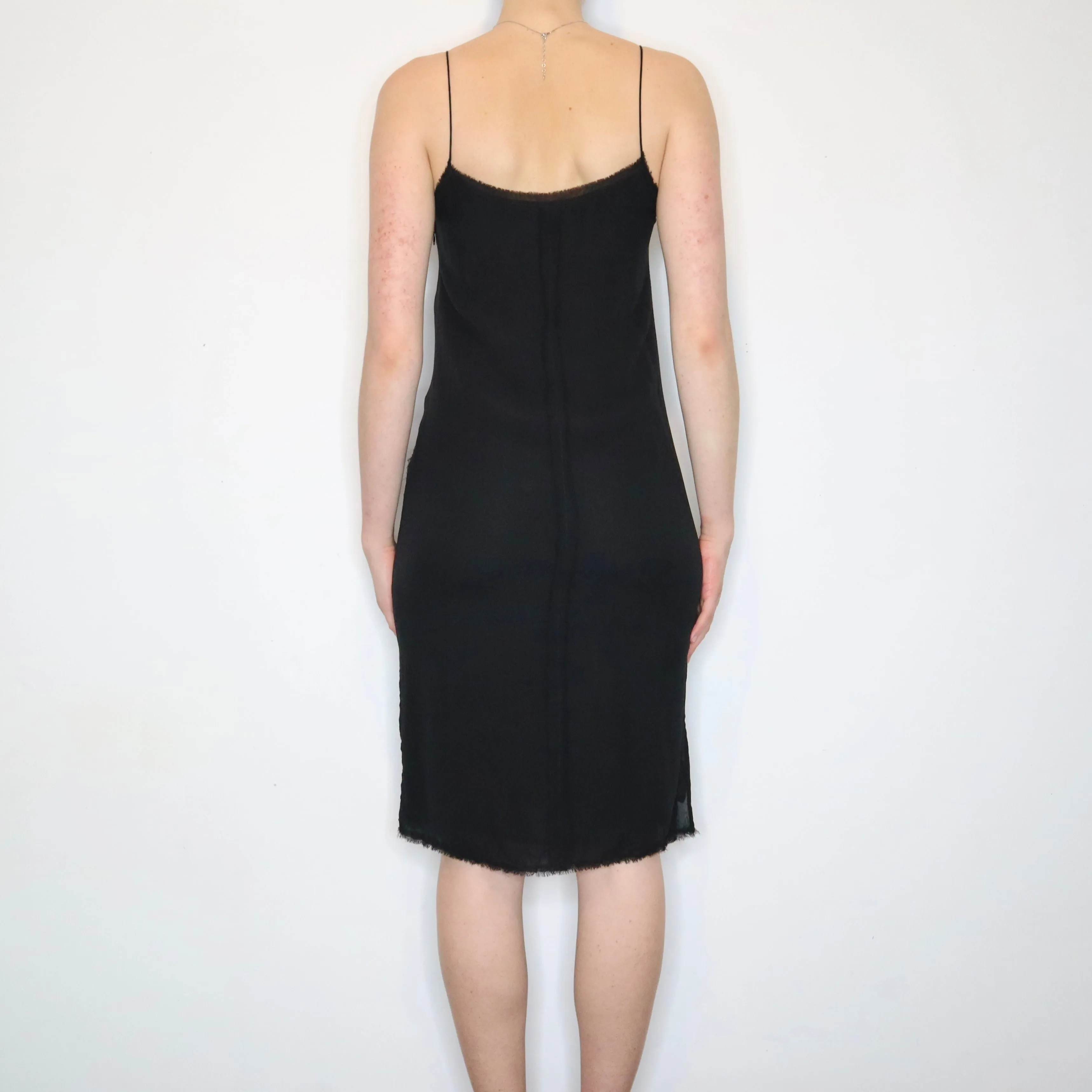 Black Silk Midi Dress (XS)