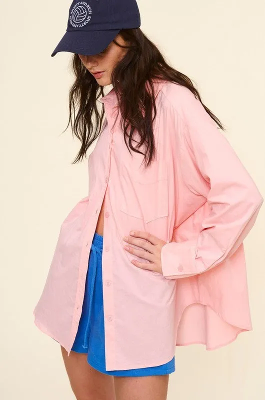 Blush Loose Fit Button Down Shirt