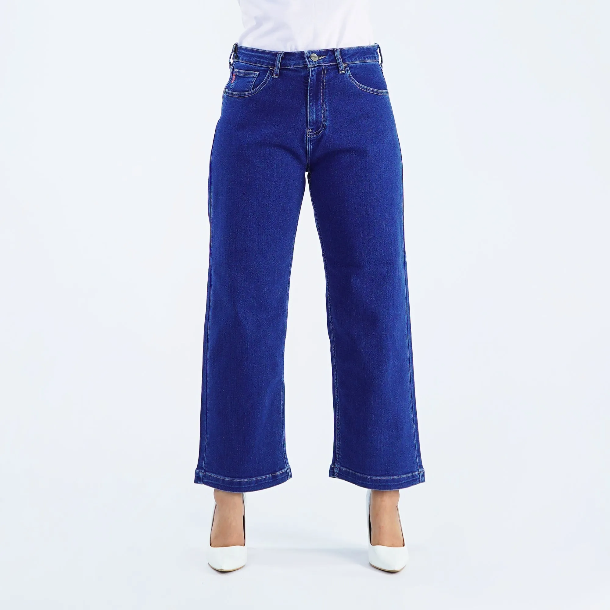 Bobson Japanese Ladies Basic Denim Baggy Jeans 153960 (Medium Shade)