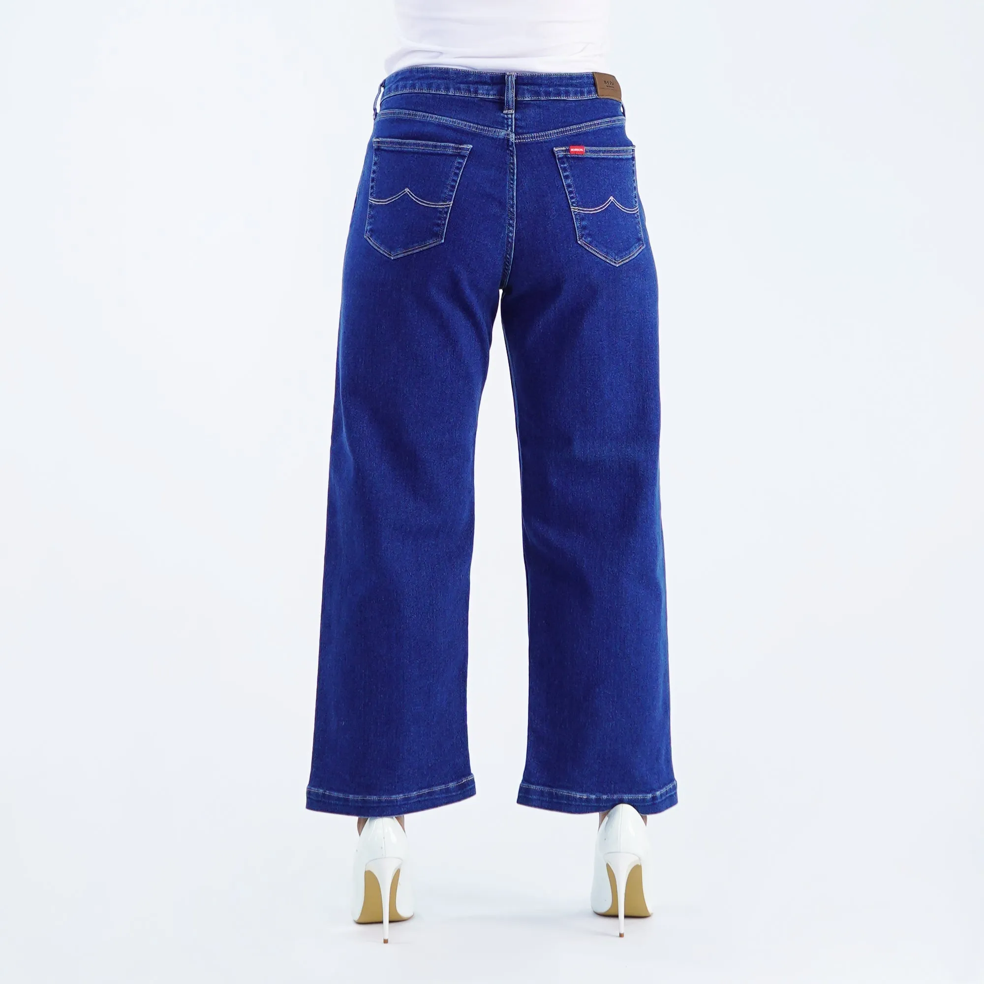 Bobson Japanese Ladies Basic Denim Baggy Jeans 153960 (Medium Shade)