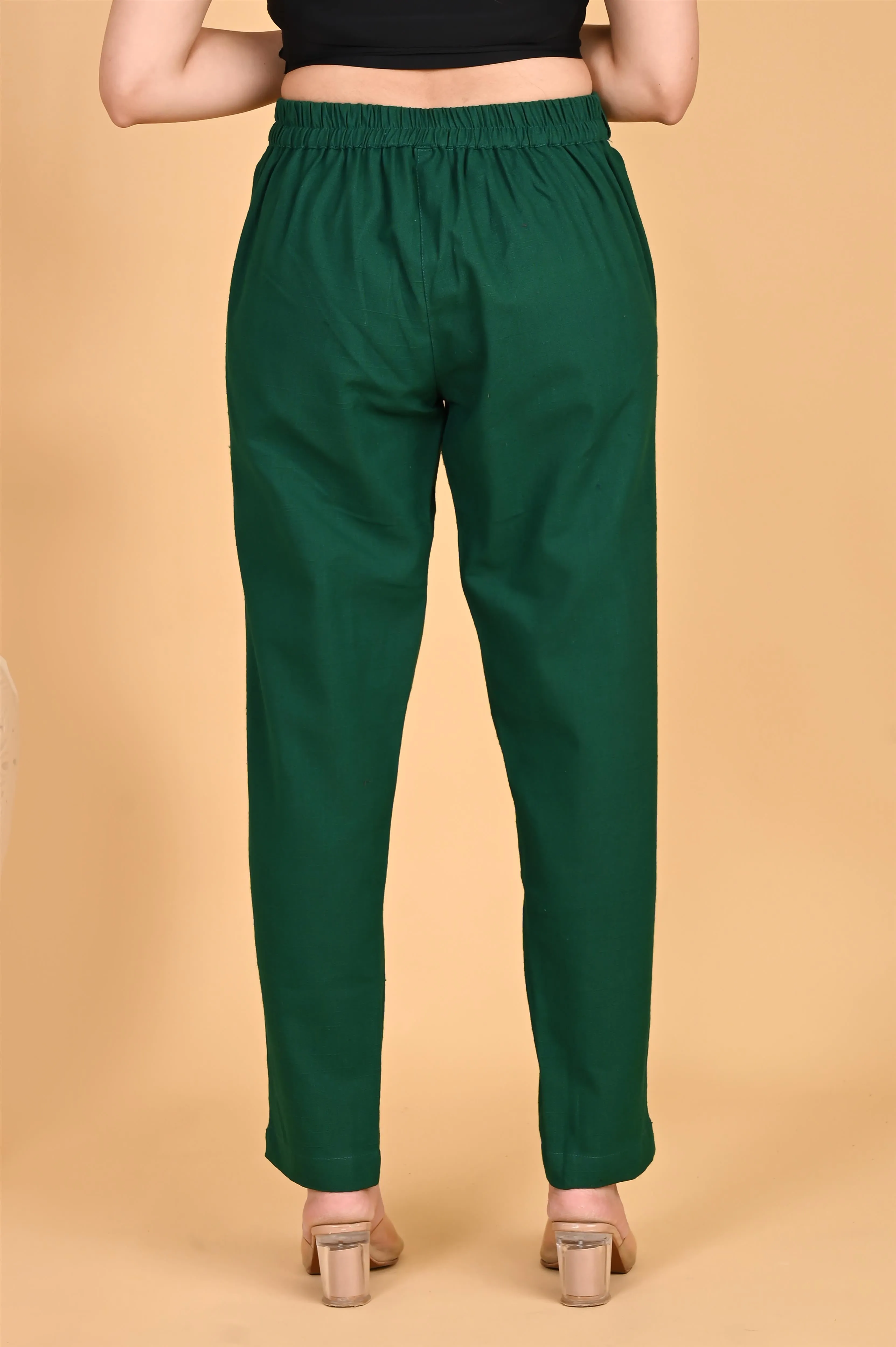 BOTTLE GREEN CLASSIC COTTON PANTS