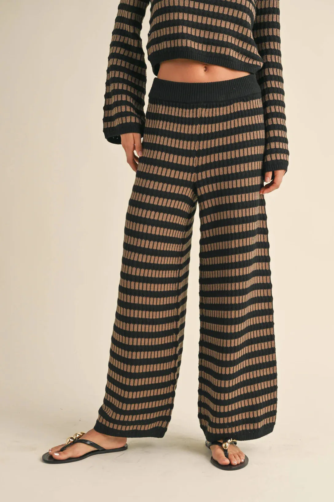 Brown Striped Knit Pants