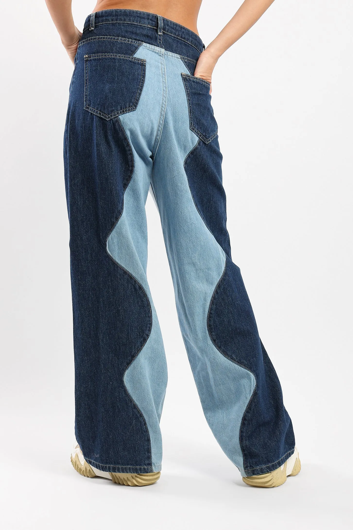 COLOR BLOCK JEANS - BLUE