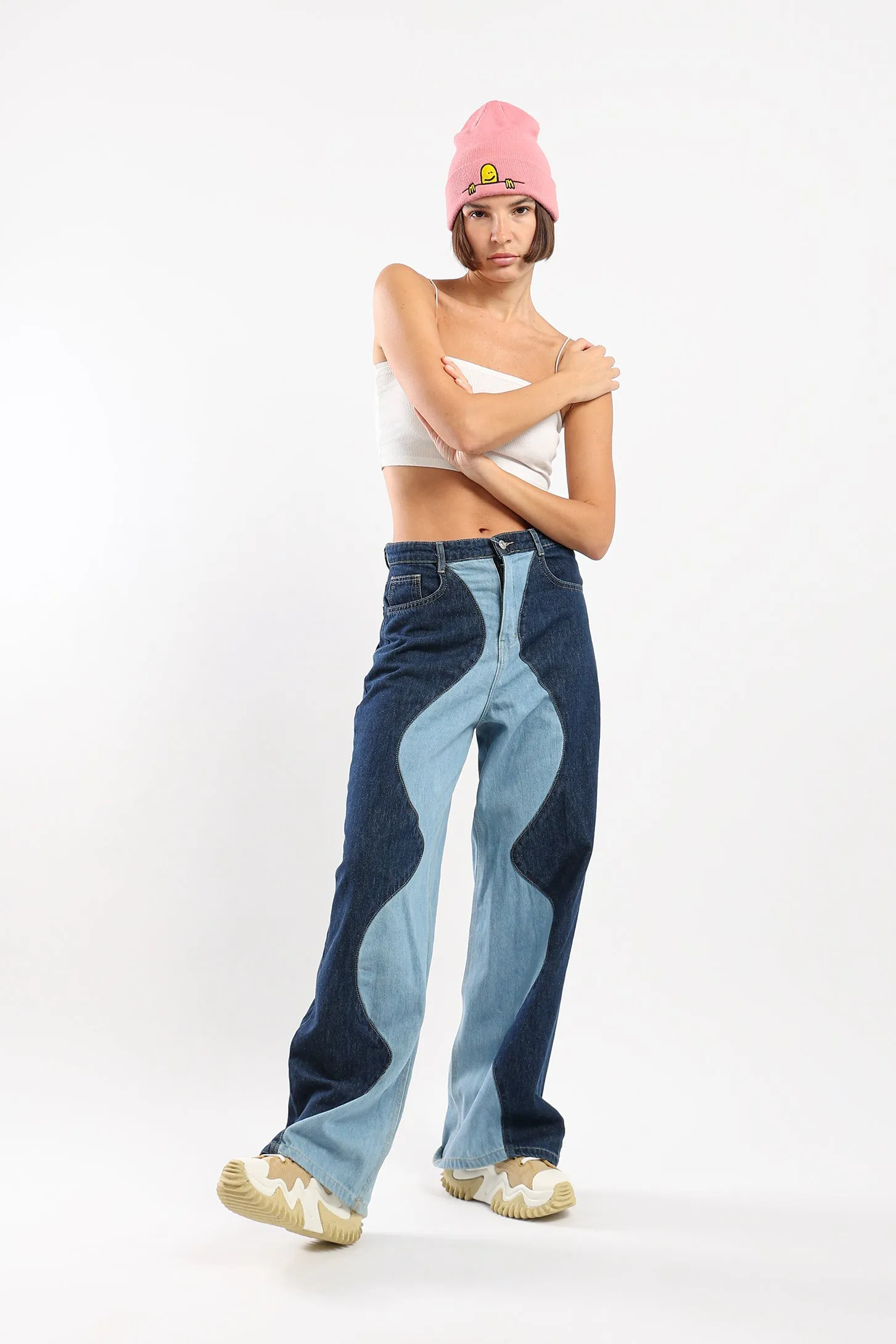 COLOR BLOCK JEANS - BLUE