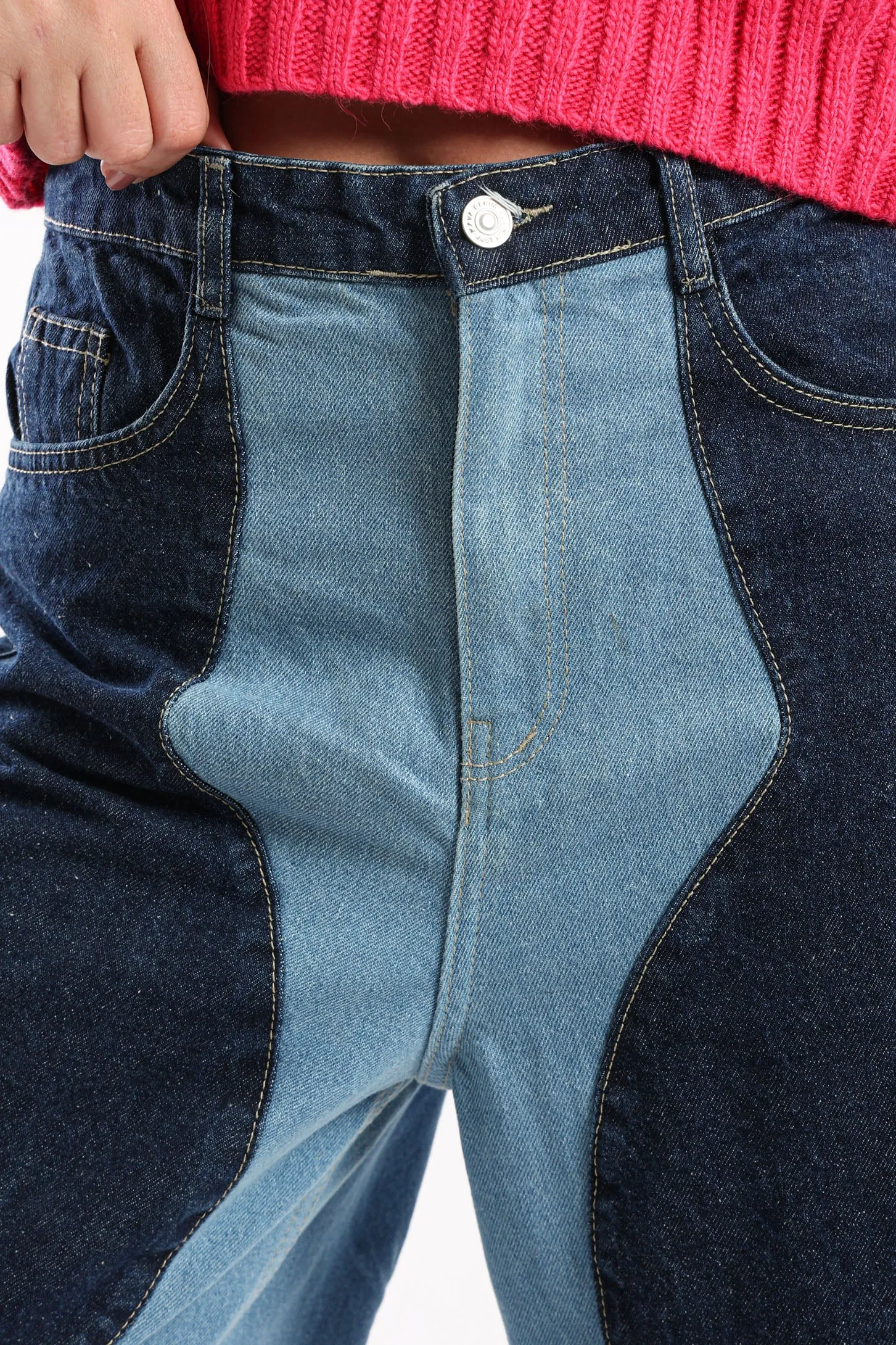 COLOR BLOCK JEANS - BLUE