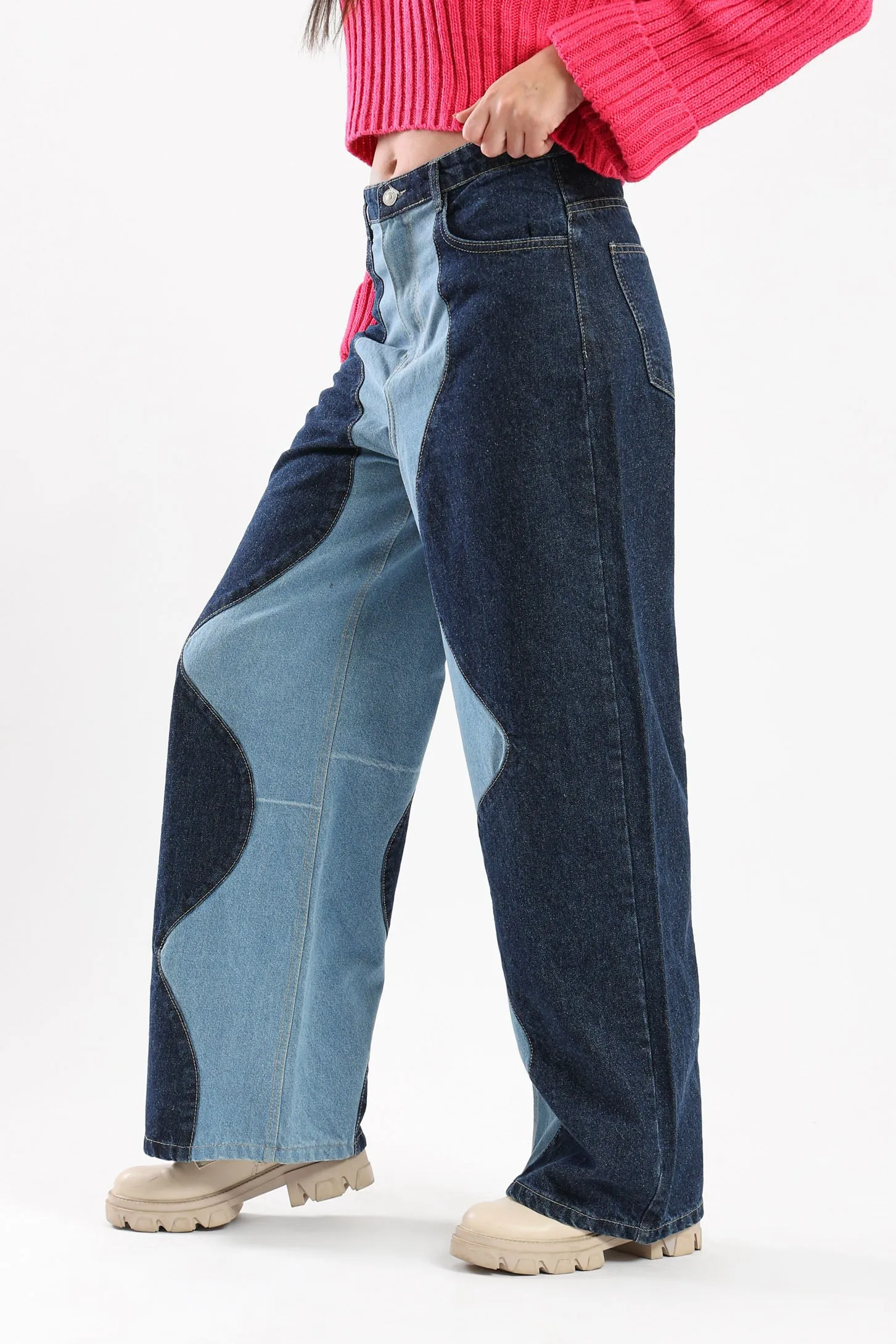 COLOR BLOCK JEANS - BLUE