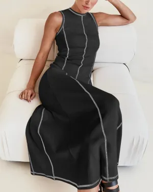 CONTRAST SEAM MAXI DRESS