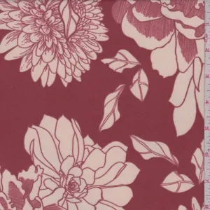 Copper/Ivory Sketch Floral Scuba Knit Fabric