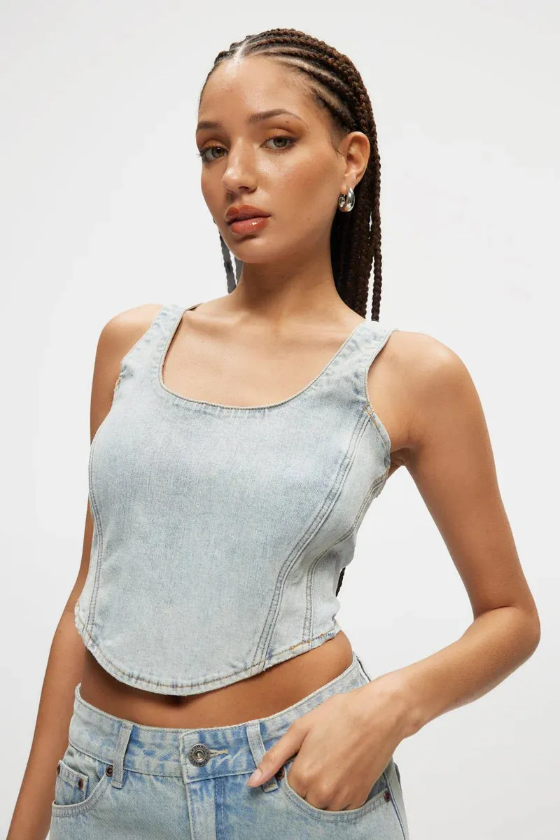 Denim Bustier | Light Blue