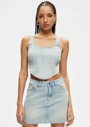 Denim Bustier | Light Blue