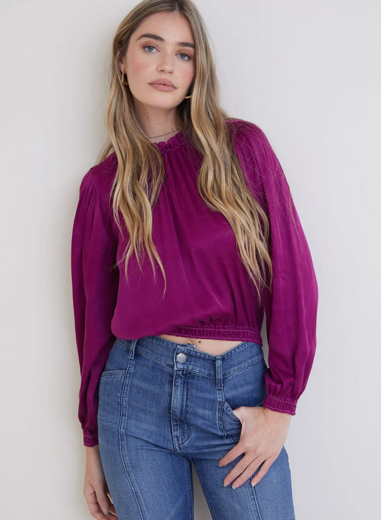 Dolby Smocked Neck Pullover