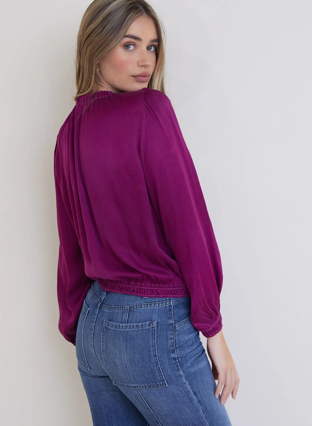 Dolby Smocked Neck Pullover