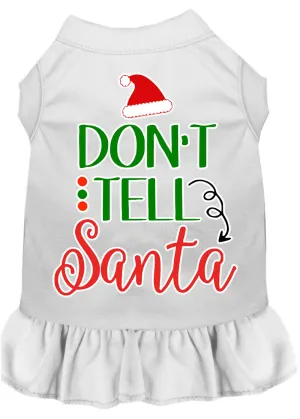 Don't Tell Santa Screen Print Dog Dress White Lg