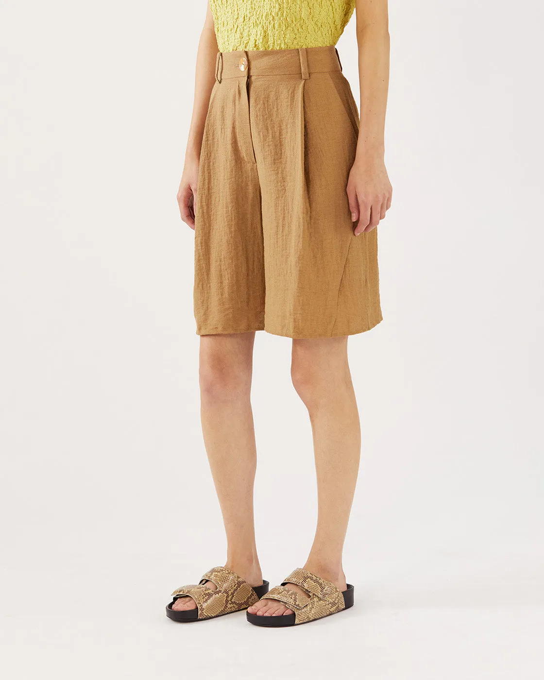 Doris Shorts Viscose Linen Blend Caramel