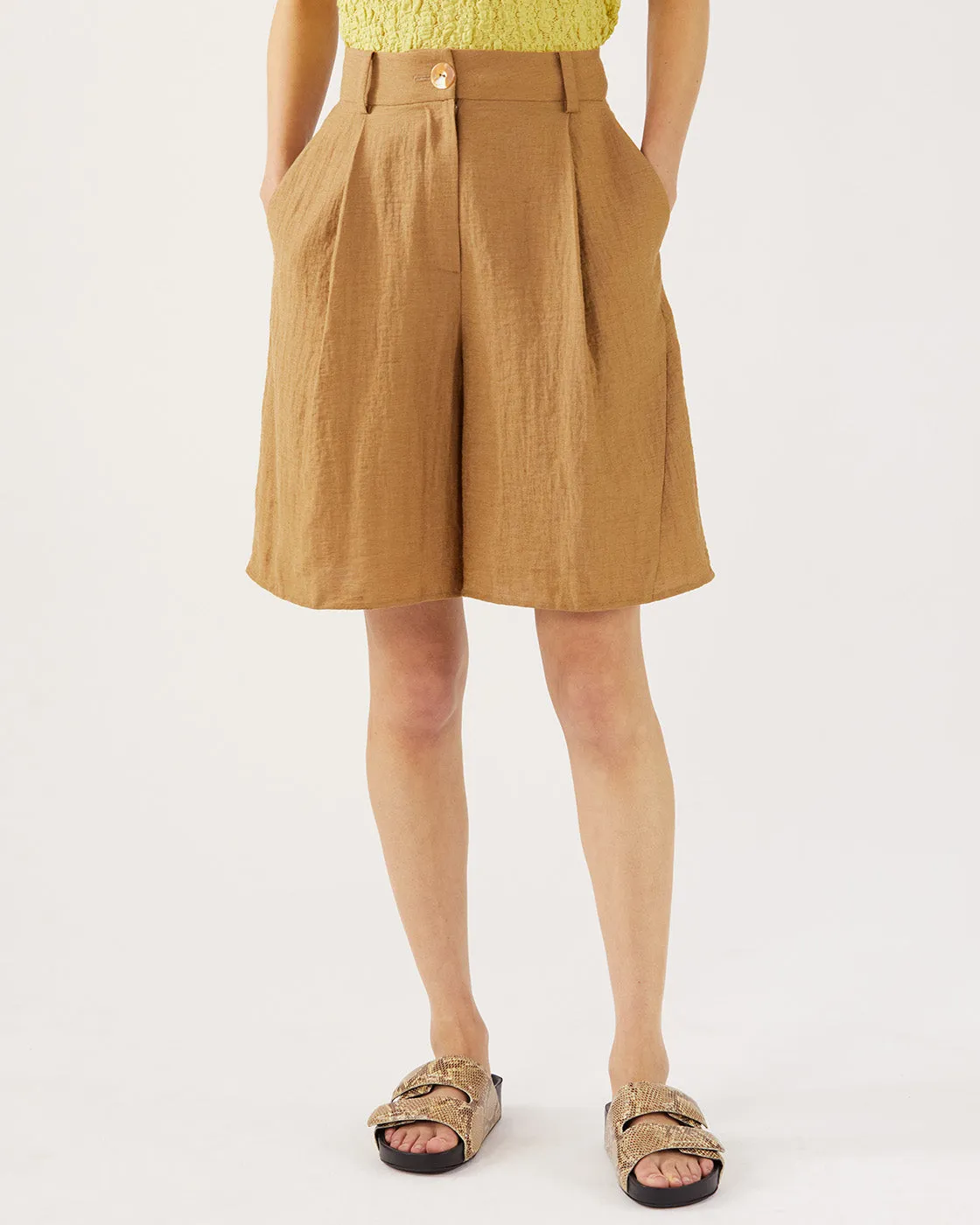 Doris Shorts Viscose Linen Blend Caramel
