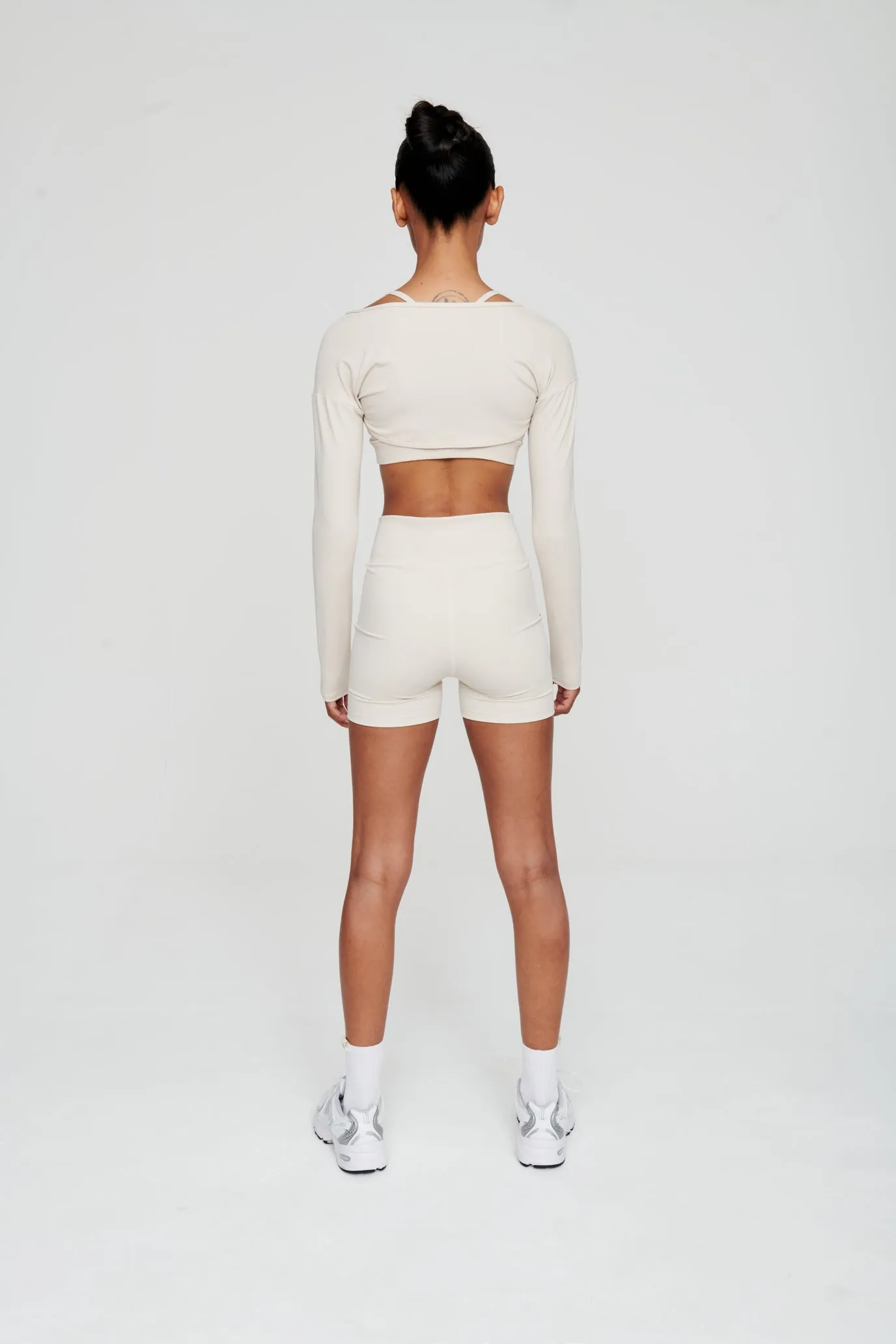 Dove White Crossover Waist Shorts