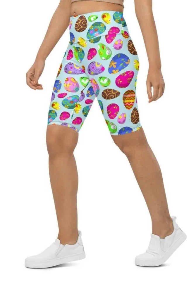 Easter Egg Pattern Biker Shorts