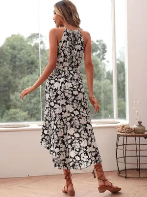 Effortless Elegance: Retro Chic White Halter Dress with Vintage Charm
