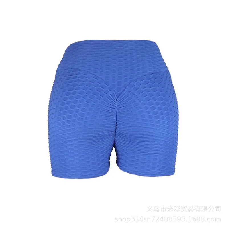 Europe Popular Bubble Yoga Shorts High Waist Hip-Flattering Fitness Fitting Pants Activewear