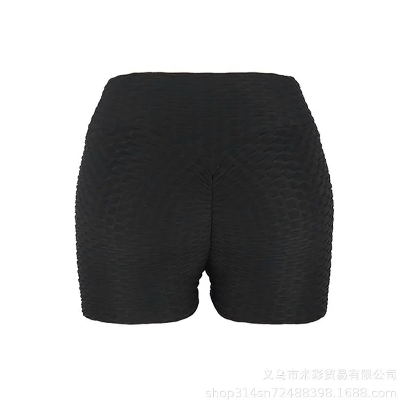 Europe Popular Bubble Yoga Shorts High Waist Hip-Flattering Fitness Fitting Pants Activewear