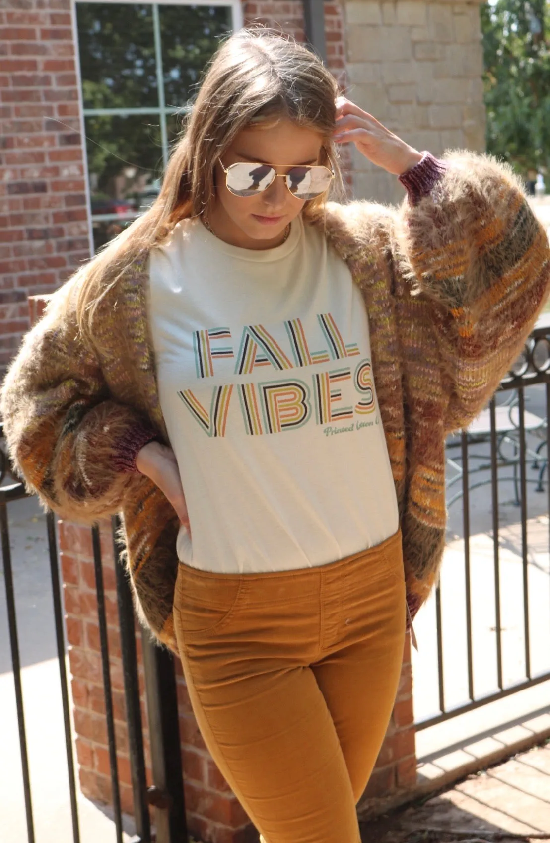 FALL VIBES Retro Logo TriBlend CrewNeck Tee Top
