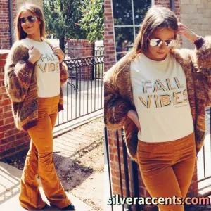 FALL VIBES Retro Logo TriBlend CrewNeck Tee Top