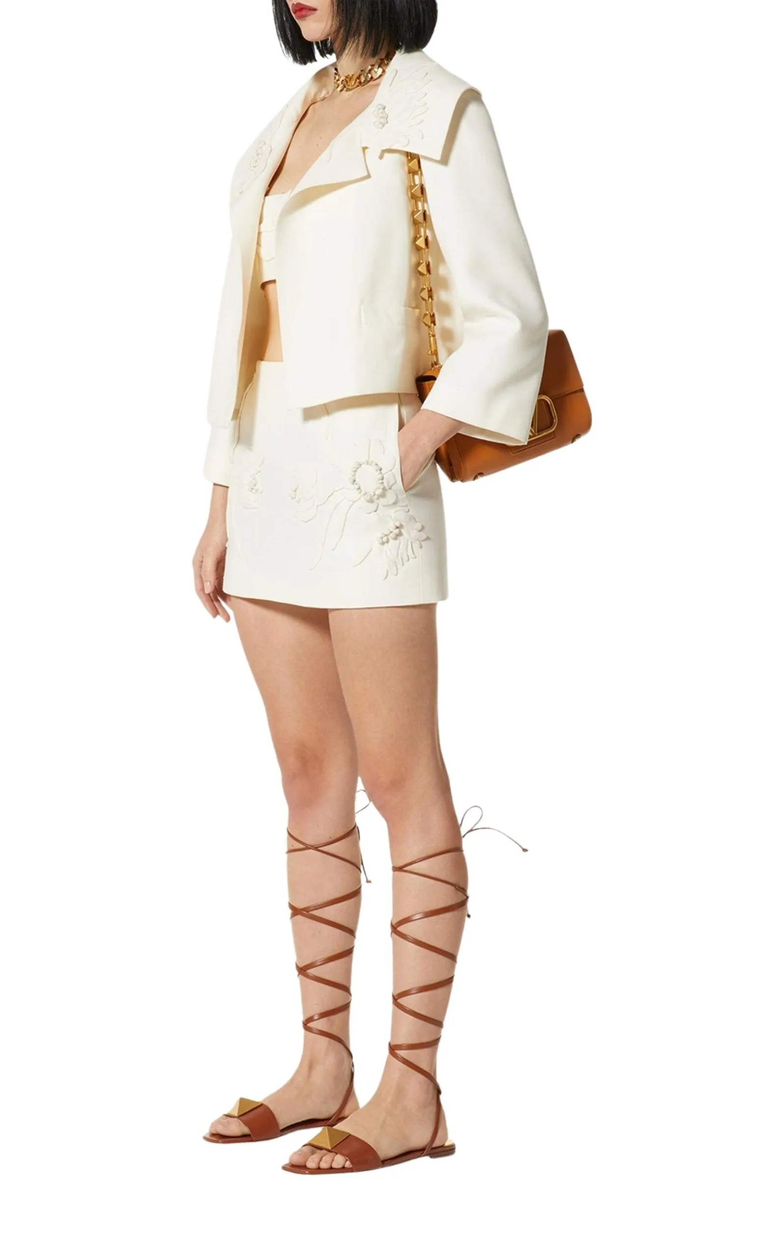 Floral-embroidered Mini Skirt