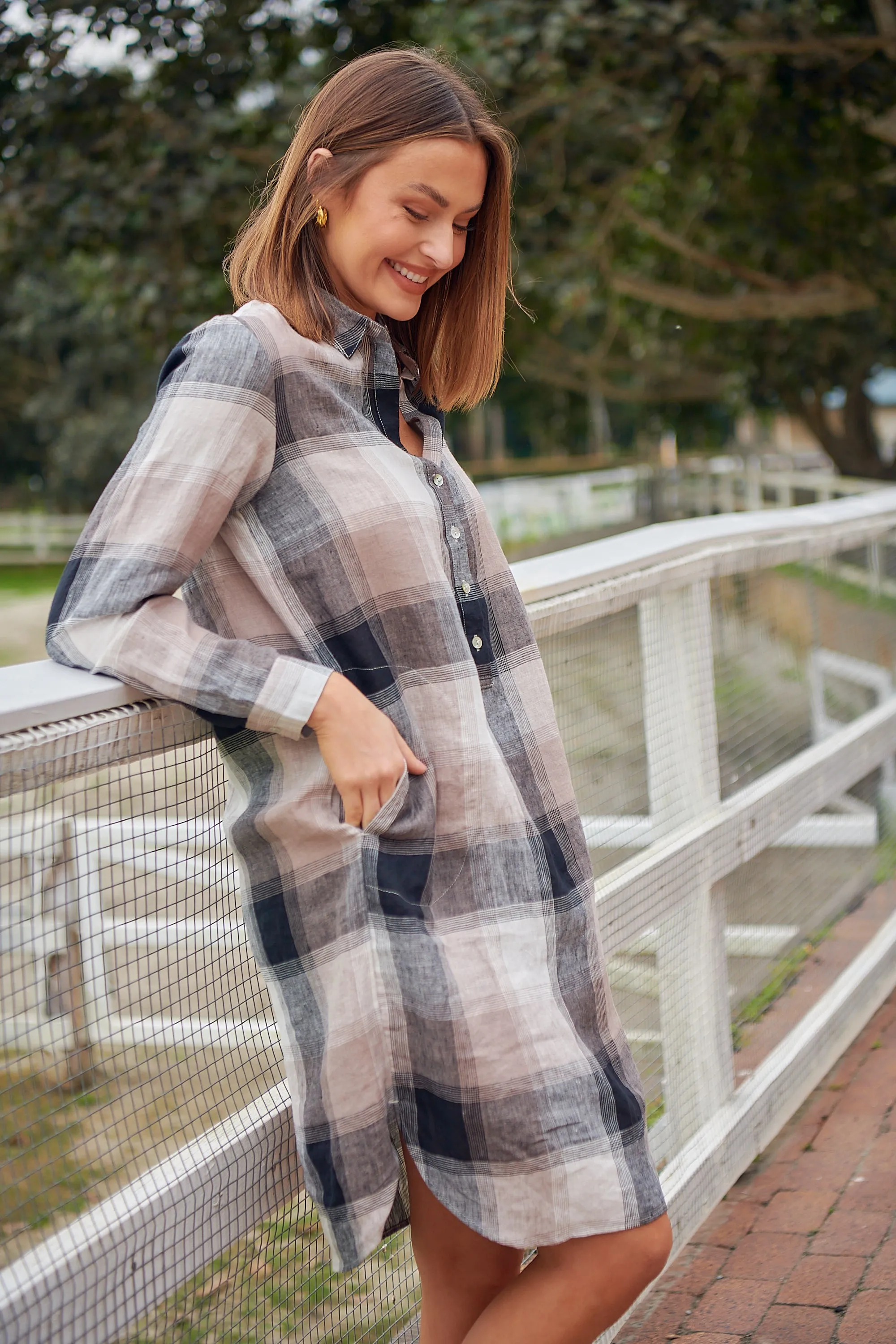GA313 Shift Dress in Lentil Plaid