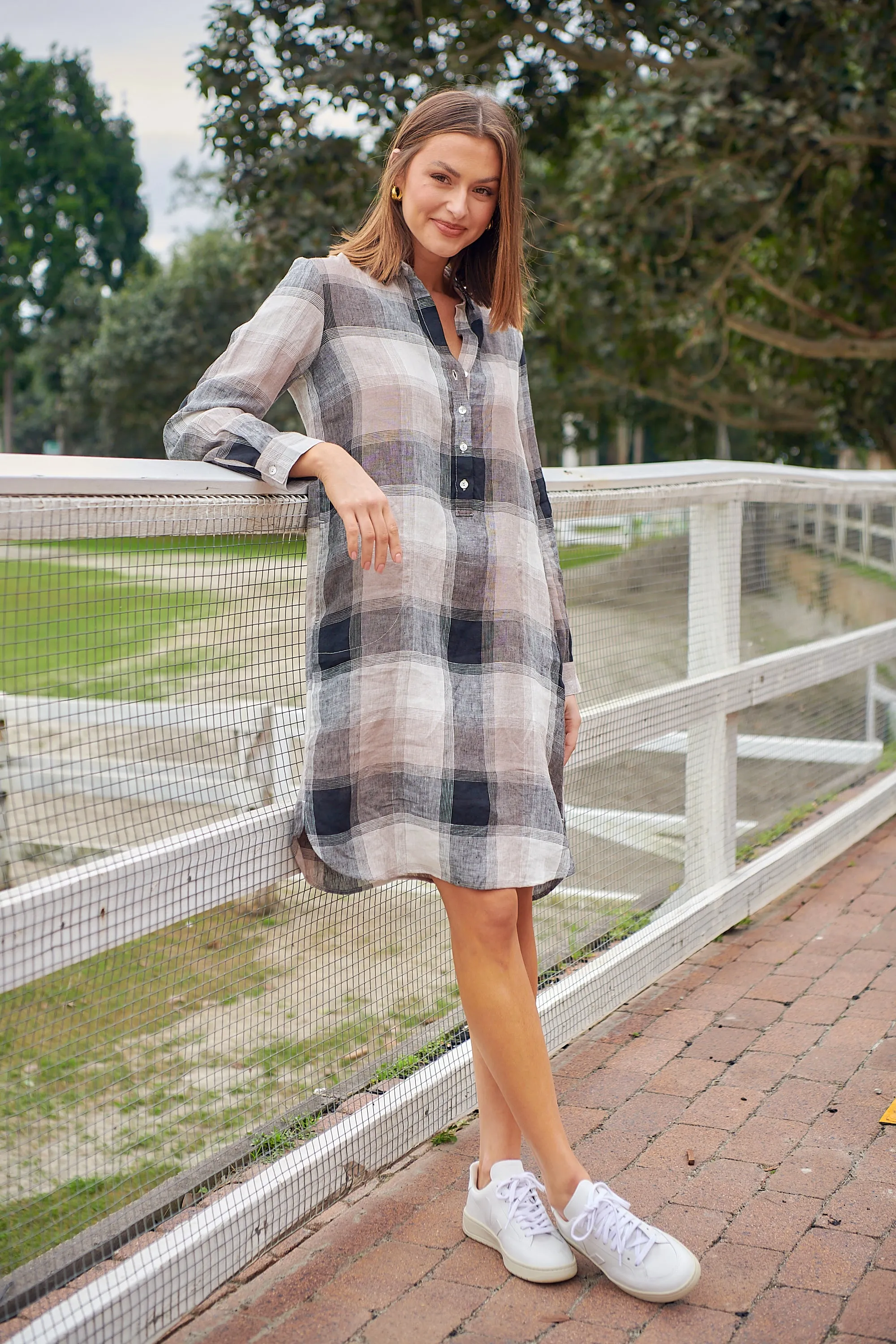 GA313 Shift Dress in Lentil Plaid