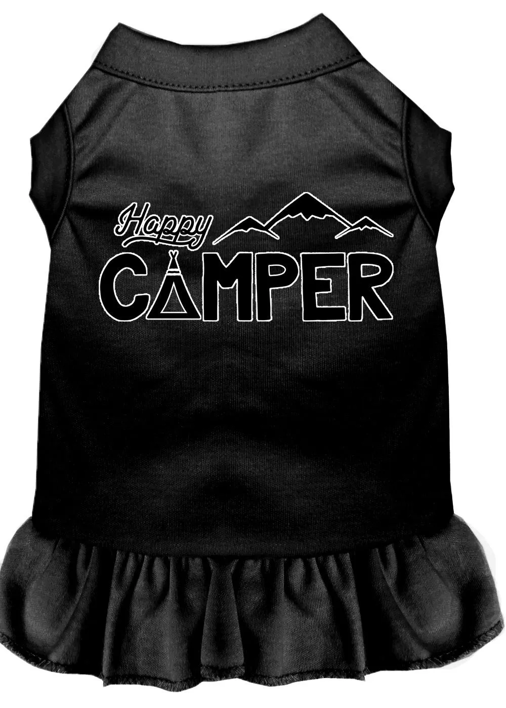 Happy Camper Screen Print Dog Dress Black Lg (14)