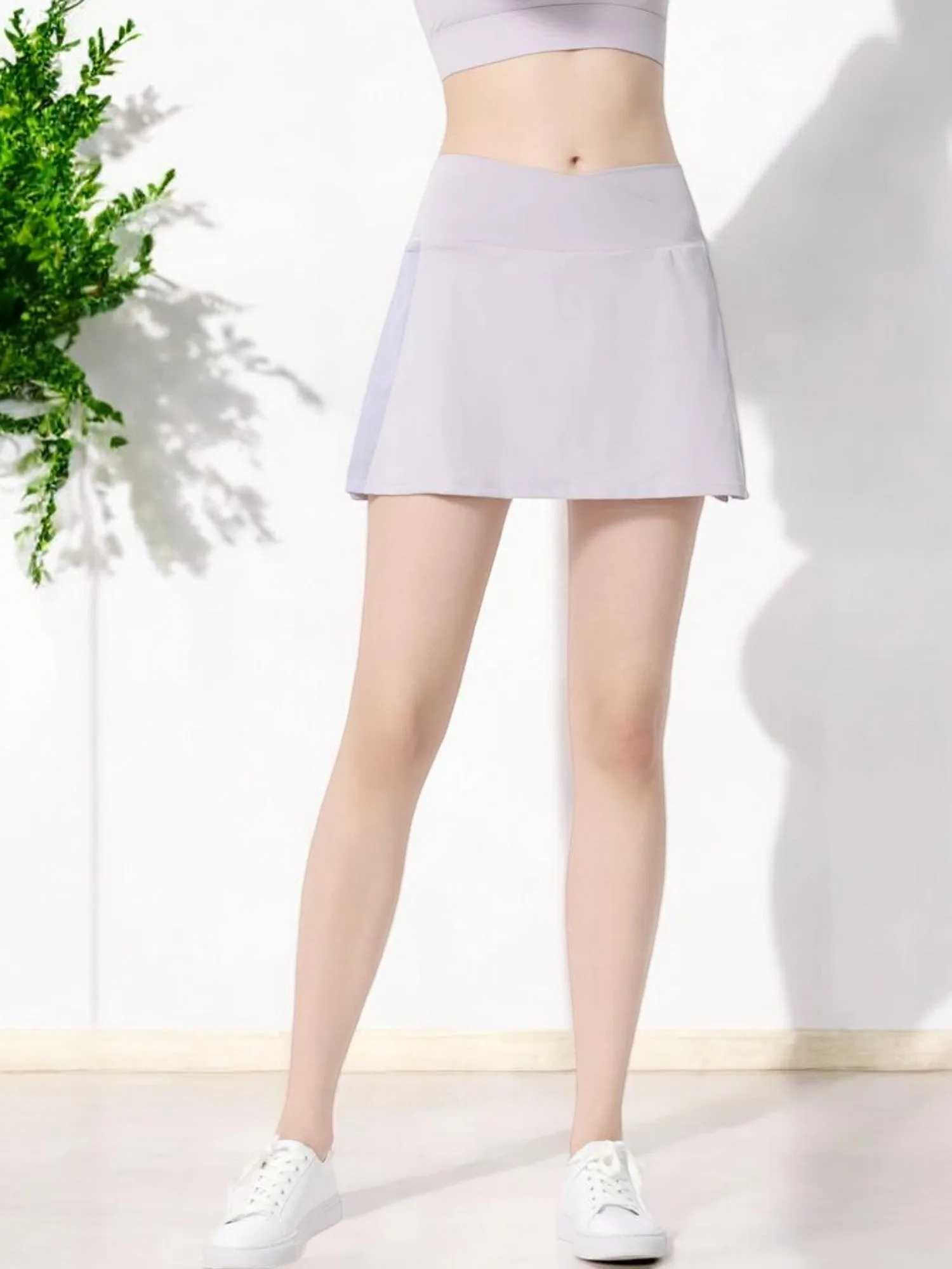High Waist Athletic Skort with Flattering V-Cut Waistband