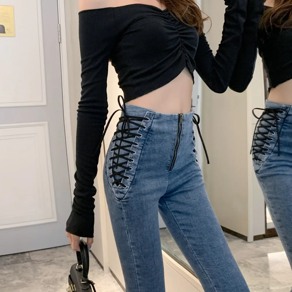 High Waist Slim Skinny Cropped Pencil Pants - GlamzLife