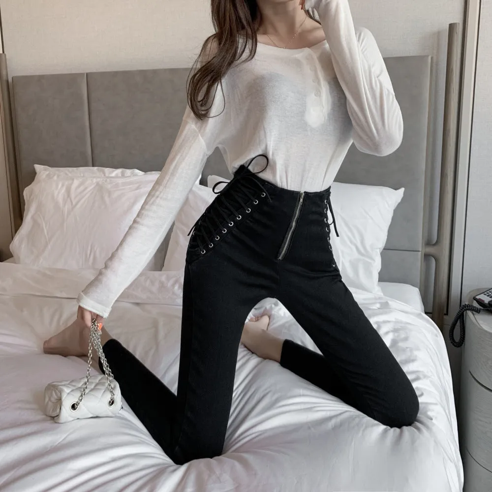 High Waist Slim Skinny Cropped Pencil Pants - GlamzLife