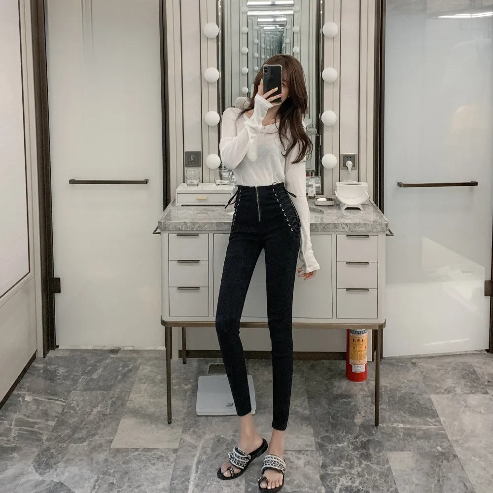High Waist Slim Skinny Cropped Pencil Pants - GlamzLife