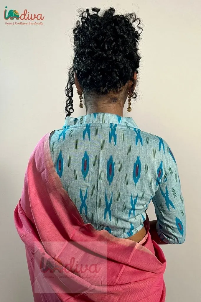 Indiva Blue Ikat Blouse, Size-36