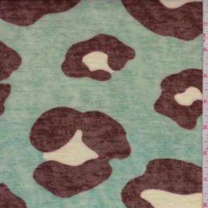 Jade Leopard Slub Cotton/Linen Jersey Knit Fabric