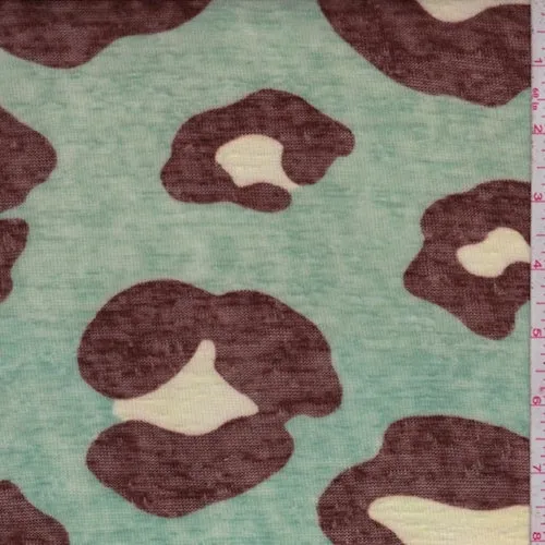 Jade Leopard Slub Cotton/Linen Jersey Knit Fabric